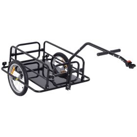 Aosom Foldable Bike Cargo Trailer Cart with Hitch, 80lbs Capacity, 16in Wheels, Black