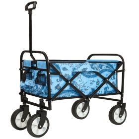 Minimeetall Colorful Collapsible Foldable Wagon Cart with strapping system, Beach Wagon