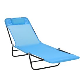 Outsunny Folding Chaise Lounge Chair, Pool Sun Tanning Chair, Outdoor Lounge Chair with Reclining Back, Breathable Mesh Seat, Headrest for Beach,