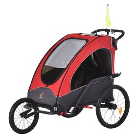 Aosom Bike Trailer for Kids 3 In1 Foldable Child Jogger Stroller Baby Stroller Transport Carrier with Shock Absorber System Rubber Tires Adjustab