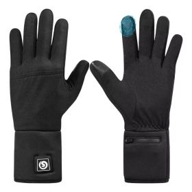 Electric Ski Gloves Liner Polyester Waterproof Hand Warmer Full Finger Heated Gloves For Men And Women (Option: Black-S)