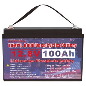 12V 100 AH,  Marine Rechargeable Battery, High Self-Discharge Rate 800A Current, for Solar Marine Off-Grid Applications  Backup Battery System (Color: Black)