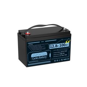 In stock 12V 100AH lithium battery 12V100AH RV lithium battery outdoor lithium battery LiFePO4 energy storage battery (Color: Black)