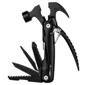 12 in 1 Hammer Multitool Portable Stainless Steel Mini Hammer Survival Tool Camping Gear Unique Gifts for Dad Husband Brother Boyfriend (Color: Black, size: One size)
