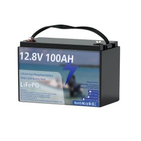 In stock 12V lithium battery 12V100AH RV lithium battery outdoor lithium battery LiFePO4 energy storage battery (Color: Black)